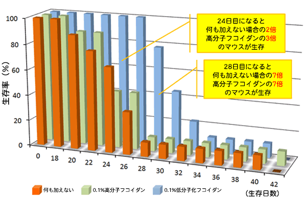 フコイダンの分子量の違いが、がん細胞の抑制にどのように差が出るかの検証