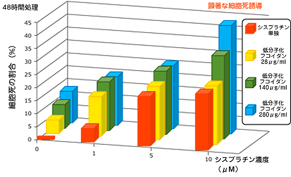 抗がん剤と低分子化フコインダンによるがん細胞への相乗効果の実験