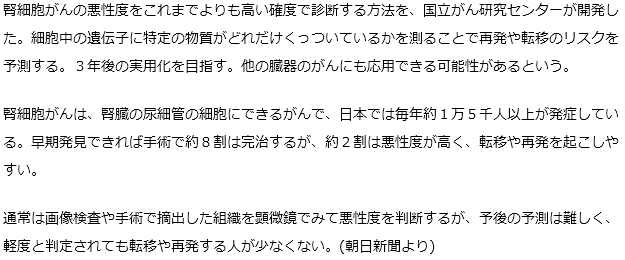 腎がんの悪性度診断