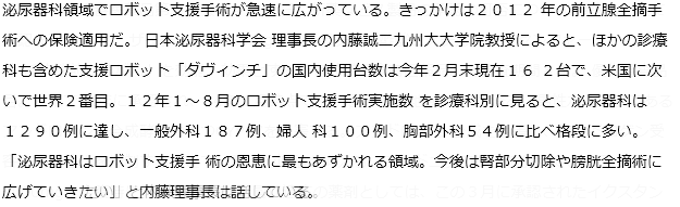 泌尿器にロボット手術普及